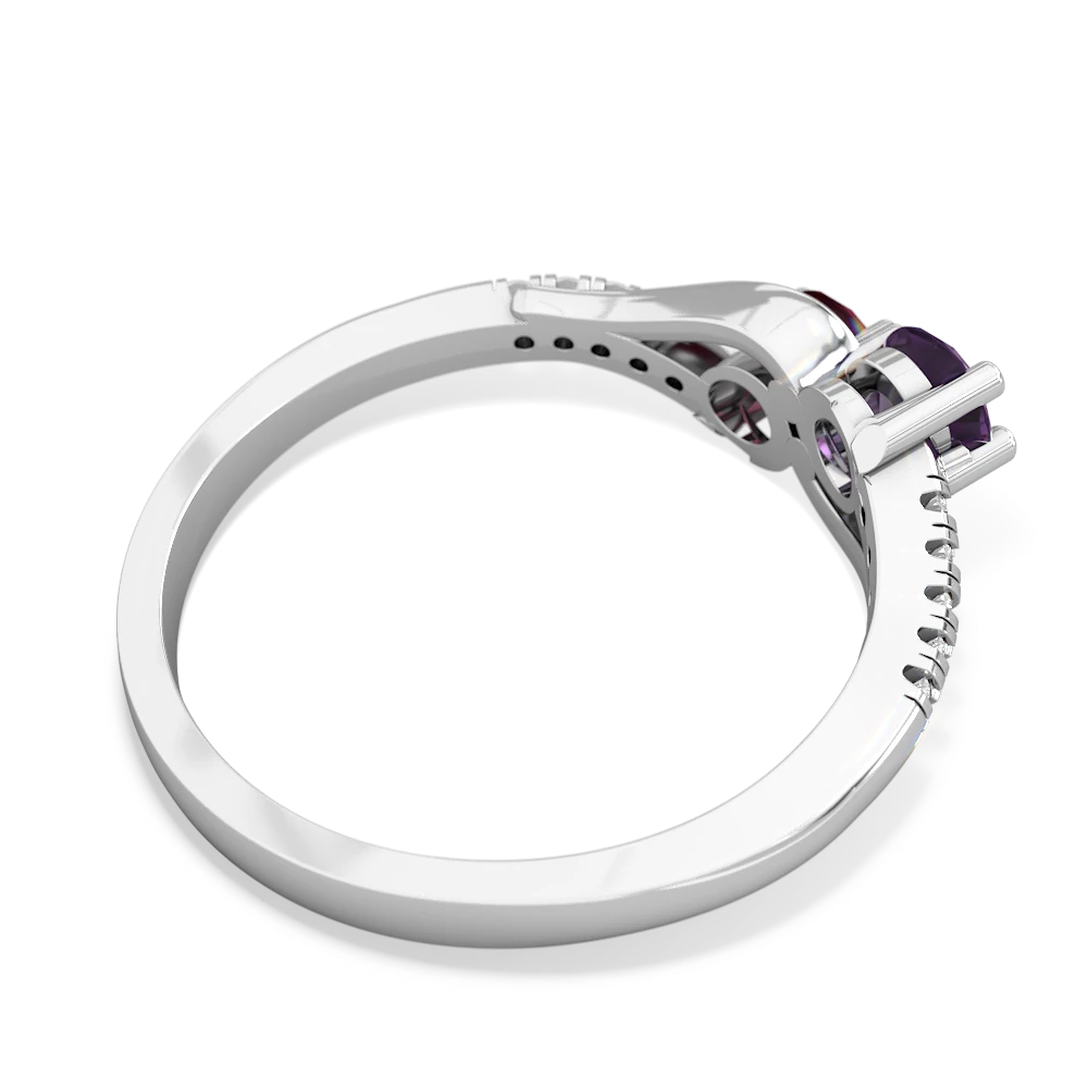 Amethyst Infinity Pave Two Stone 14K White Gold ring R5285