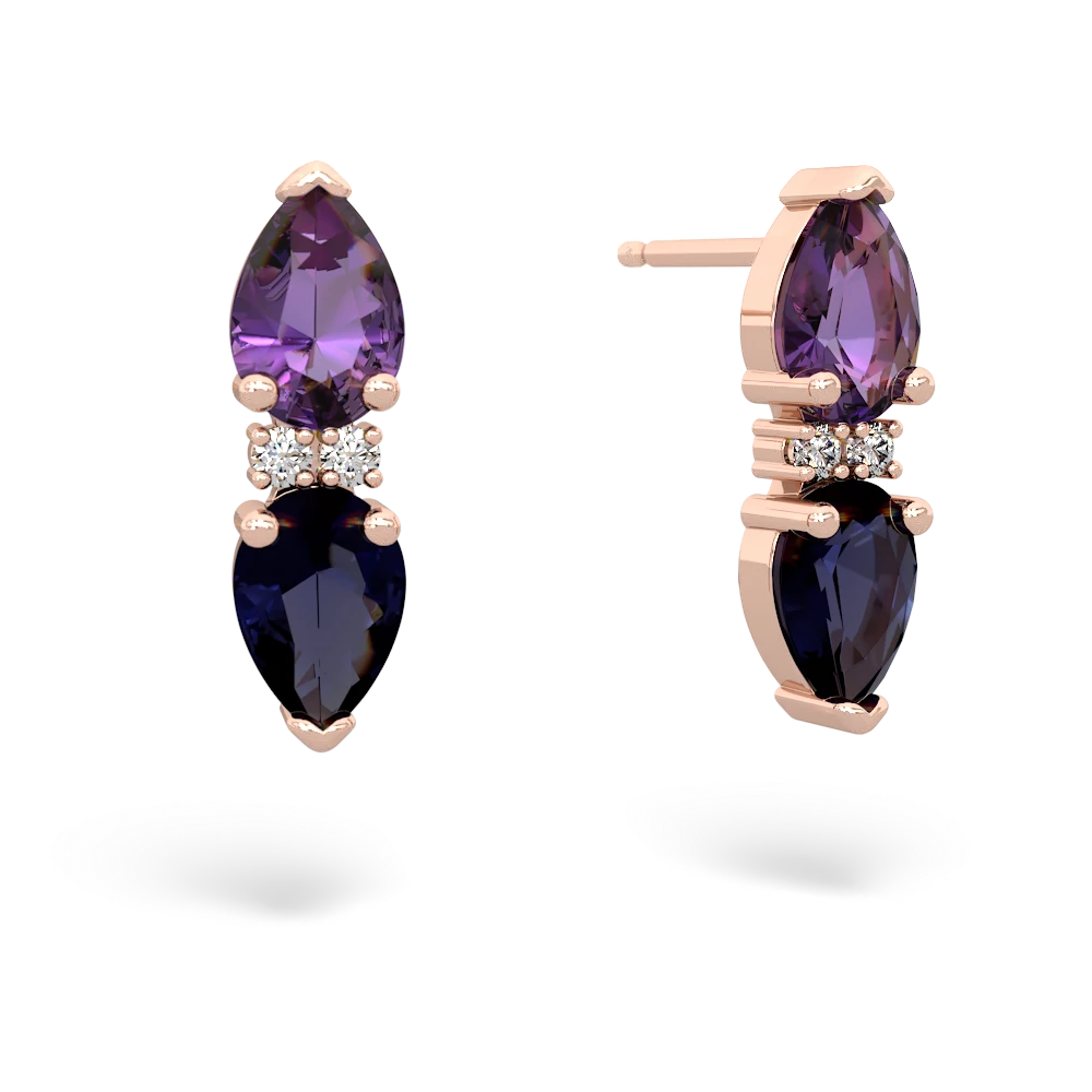 Amethyst Bowtie Drop 14K Rose Gold earrings E0865