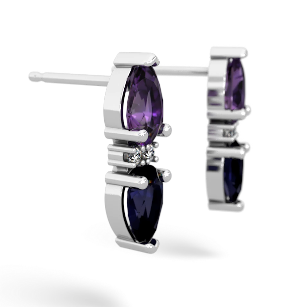 Amethyst Bowtie Drop 14K White Gold earrings E0865