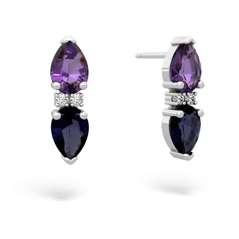 Amethyst Bowtie Drop 14K White Gold earrings E0865