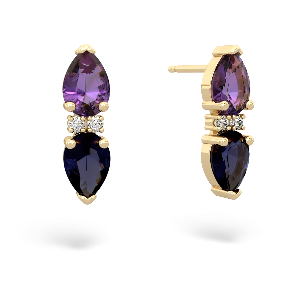 Amethyst Bowtie Drop 14K Yellow Gold earrings E0865