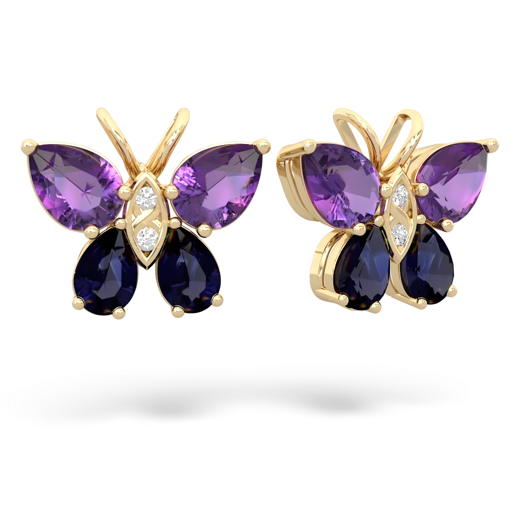 Amethyst Butterfly 14K Yellow Gold earrings E2215