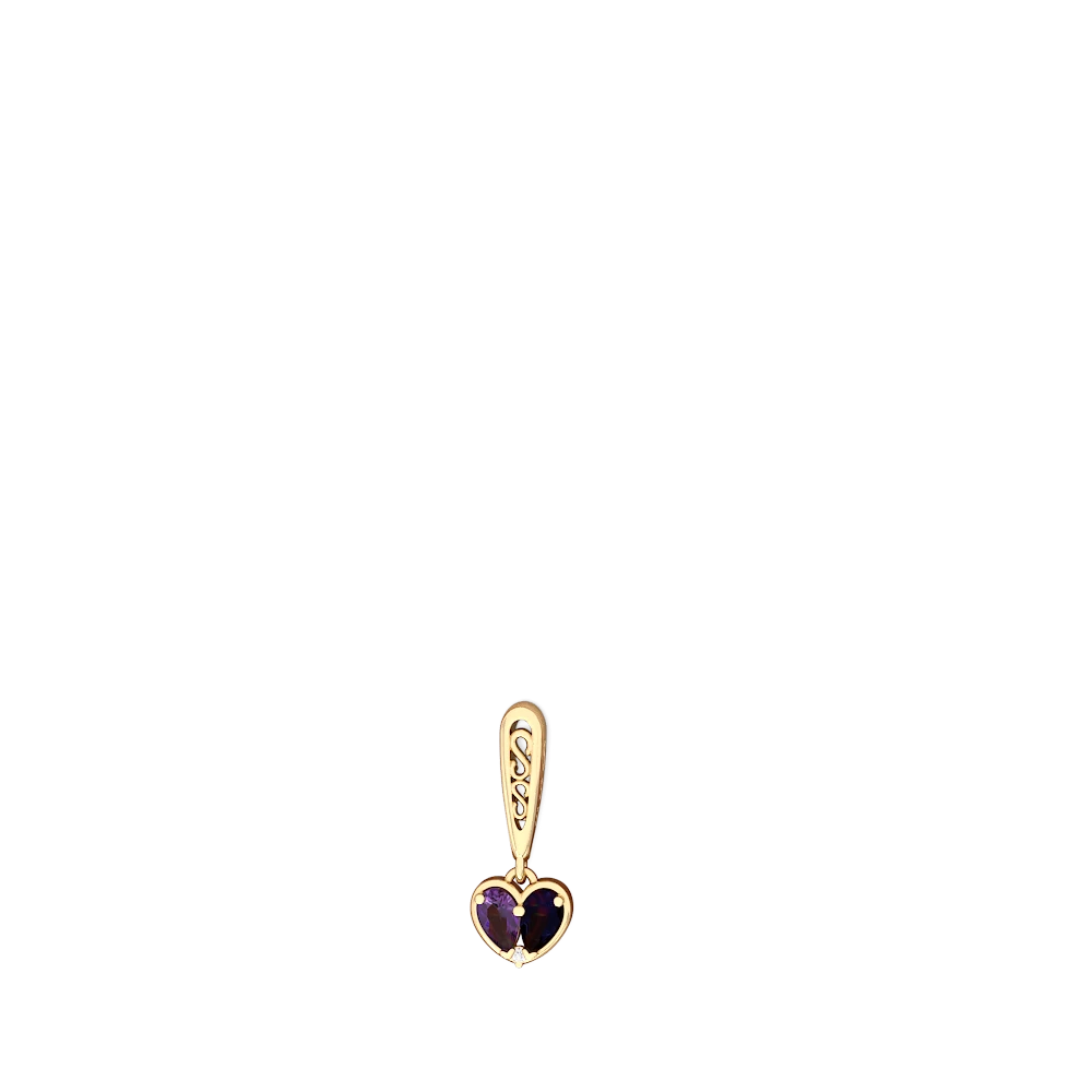 Amethyst Filligree Heart 14K Yellow Gold earrings E5070