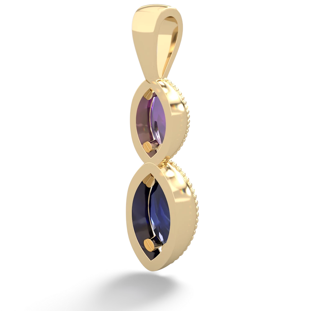 Amethyst Antique-Style Halo 14K Yellow Gold pendant P5700