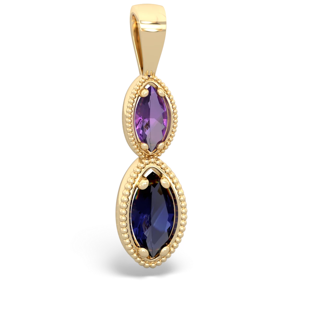 Amethyst Antique-Style Halo 14K Yellow Gold pendant P5700