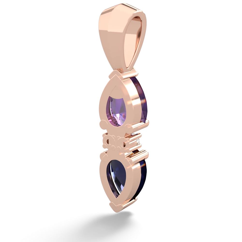 Amethyst Bowtie Drop 14K Rose Gold pendant P0865