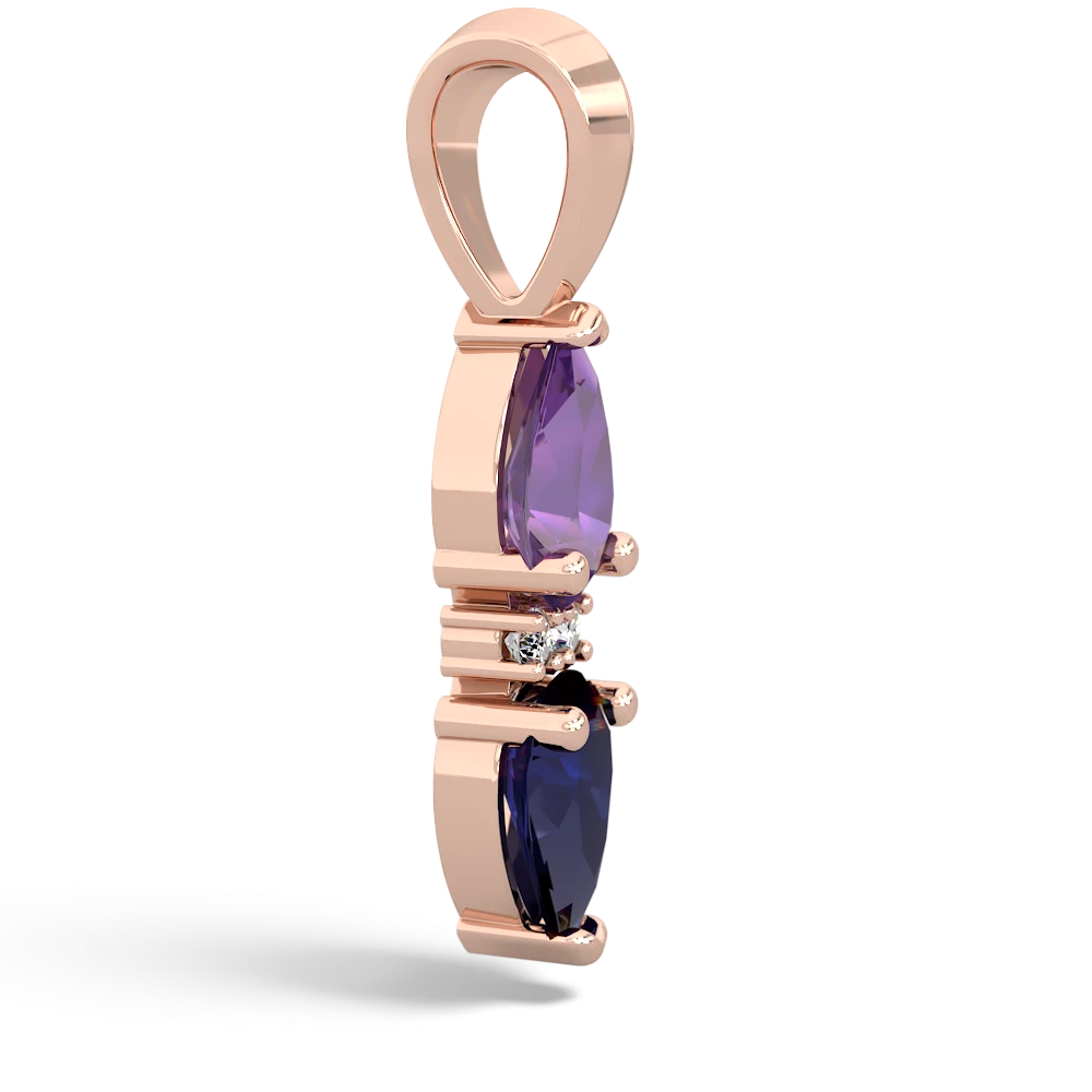 Amethyst Bowtie Drop 14K Rose Gold pendant P0865