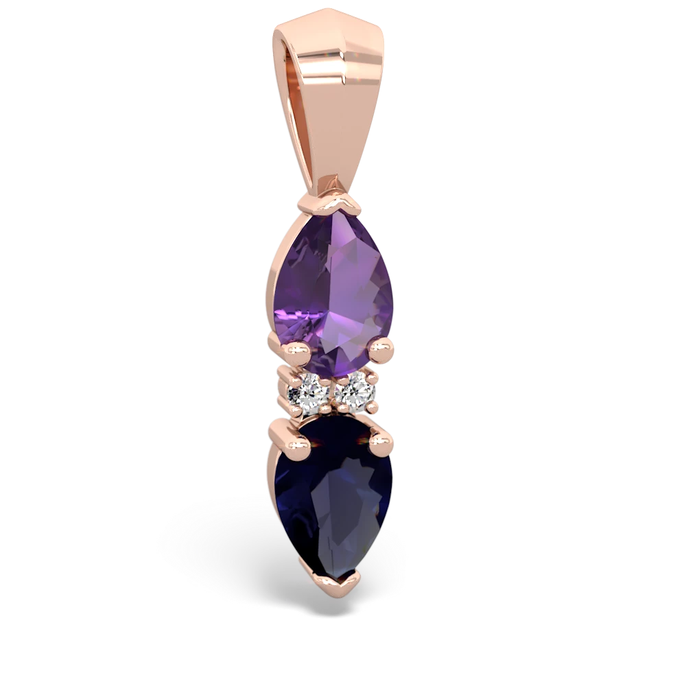 Amethyst Bowtie Drop 14K Rose Gold pendant P0865