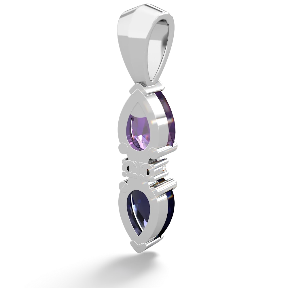 Amethyst Bowtie Drop 14K White Gold pendant P0865