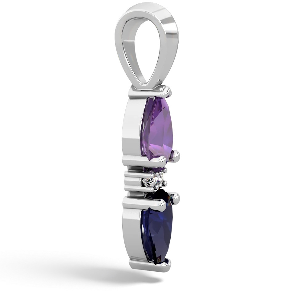 Amethyst Bowtie Drop 14K White Gold pendant P0865