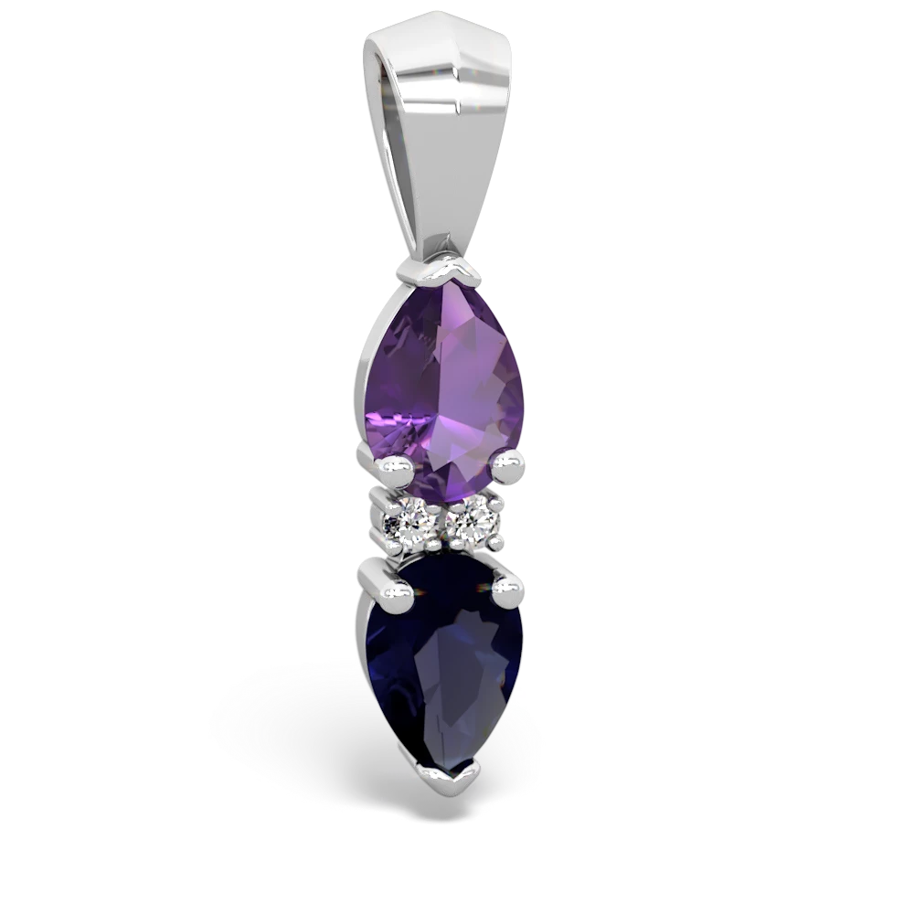 Amethyst Bowtie Drop 14K White Gold pendant P0865