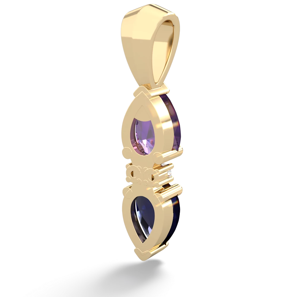 Amethyst Bowtie Drop 14K Yellow Gold pendant P0865