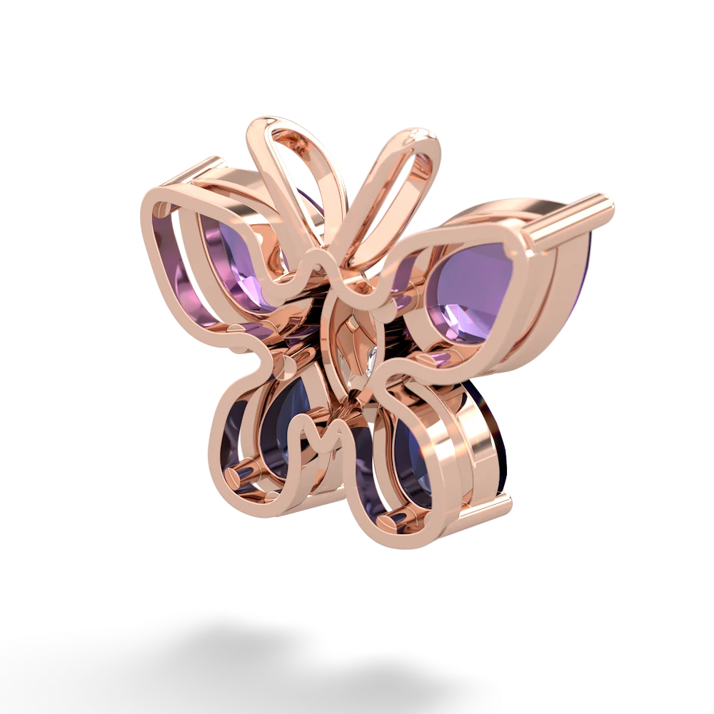 Amethyst Butterfly 14K Rose Gold pendant P2215