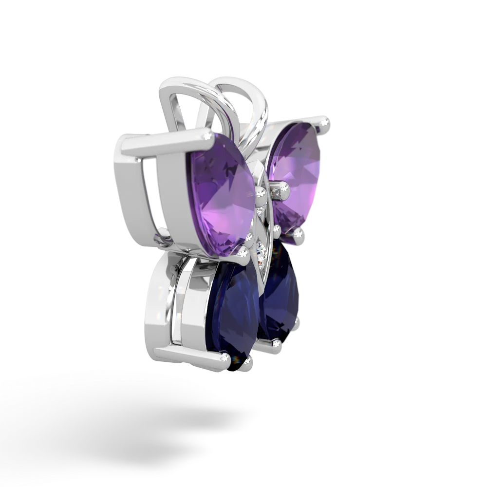 Amethyst Butterfly 14K White Gold pendant P2215