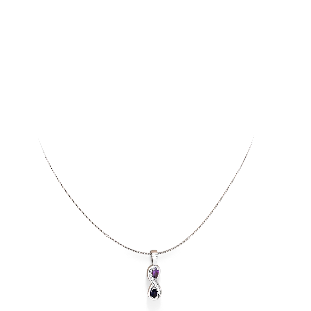 Amethyst Diamond Infinity 14K White Gold pendant P5390