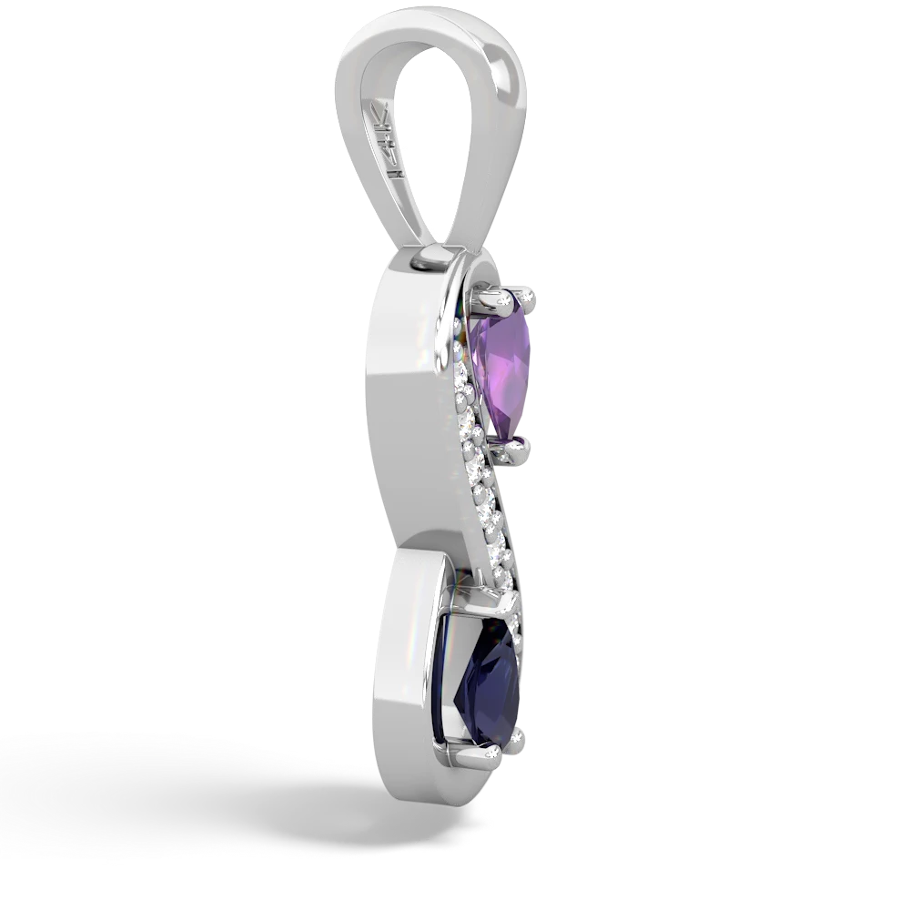 Amethyst Diamond Infinity 14K White Gold pendant P5390