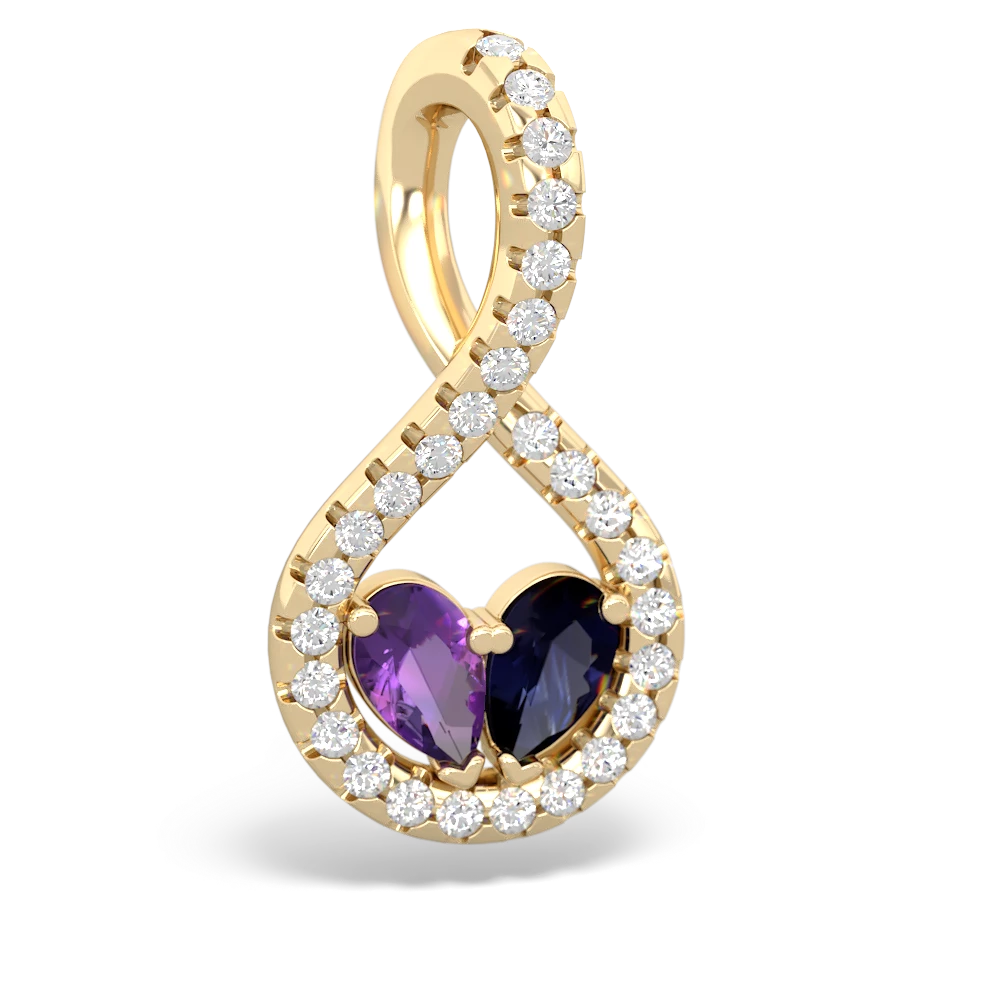 Amethyst Pave Twist 'One Heart' 14K Yellow Gold pendant P5360