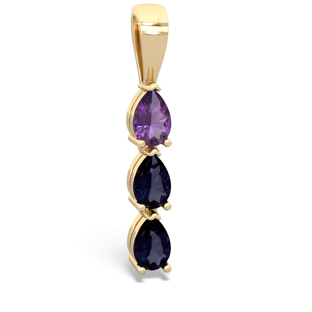 Amethyst Dew Drops 14K Yellow Gold pendant P2251