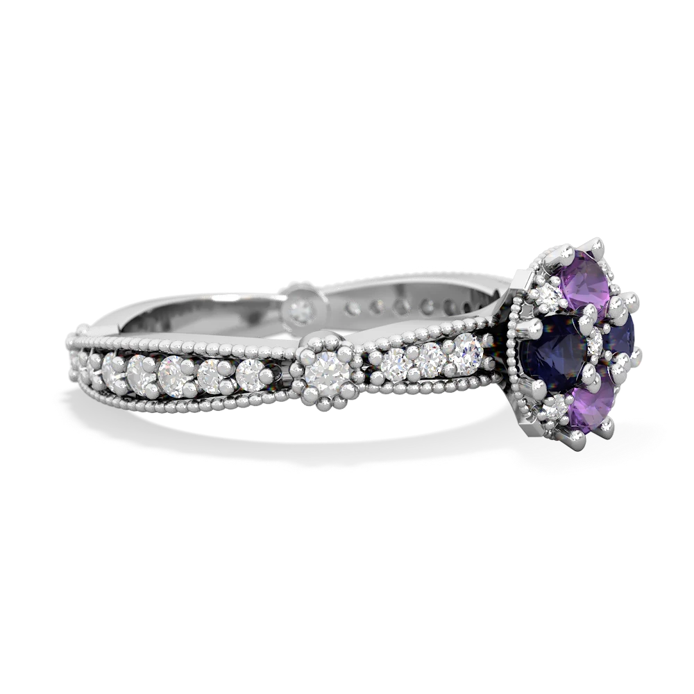 Amethyst Sparkling Tiara Cluster 14K White Gold ring R26293RD