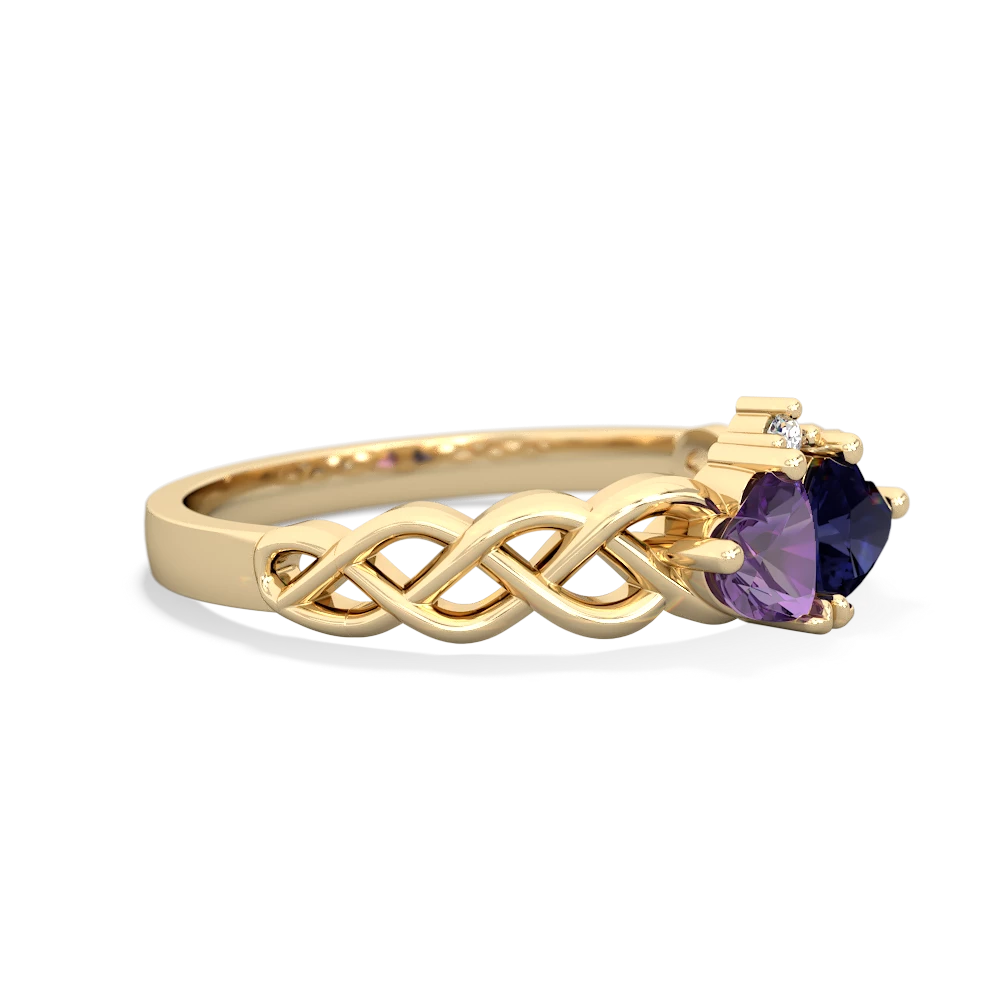 Amethyst Heart To Heart Braid 14K Yellow Gold ring R5870