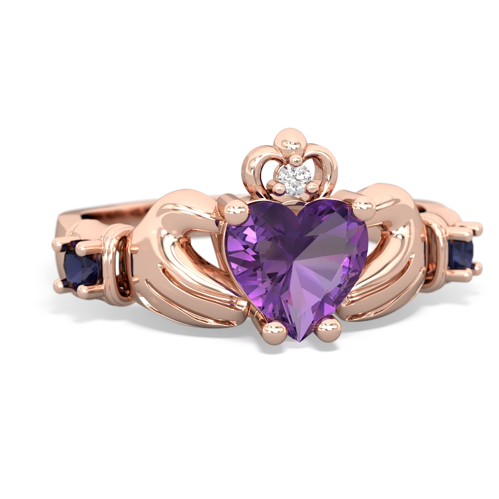 Amethyst Claddagh Keepsake 14K Rose Gold ring R5245