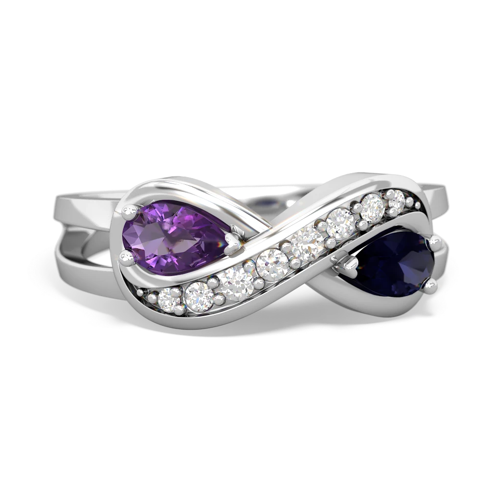 Amethyst Diamond Infinity 14K White Gold ring R5390