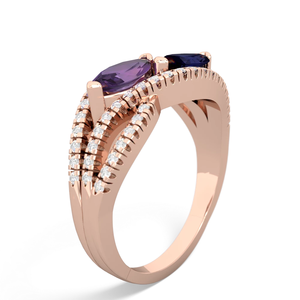 Amethyst Diamond Rivers 14K Rose Gold ring R3070