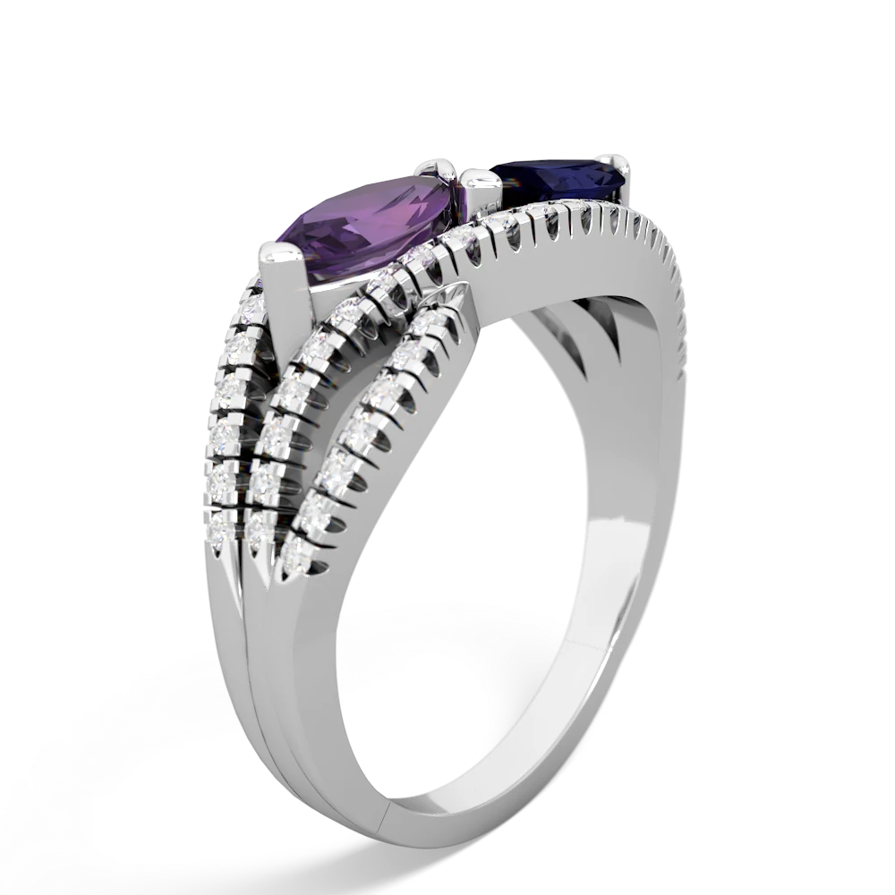 Amethyst Diamond Rivers 14K White Gold ring R3070