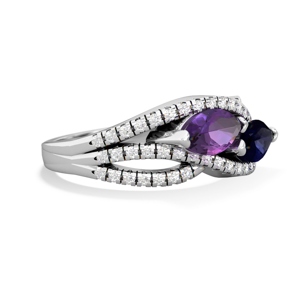 Amethyst Diamond Rivers 14K White Gold ring R3070