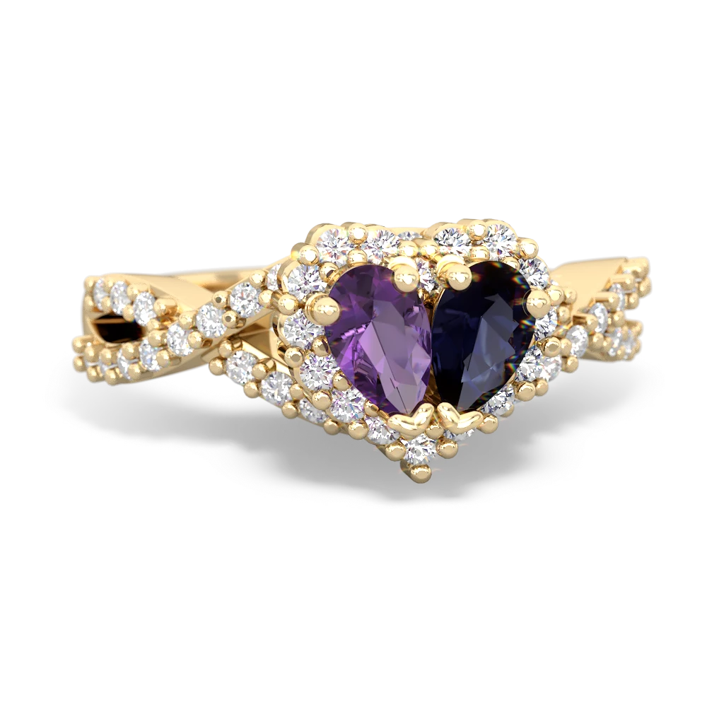 Amethyst Diamond Twist 'One Heart' 14K Yellow Gold ring R2640HRT