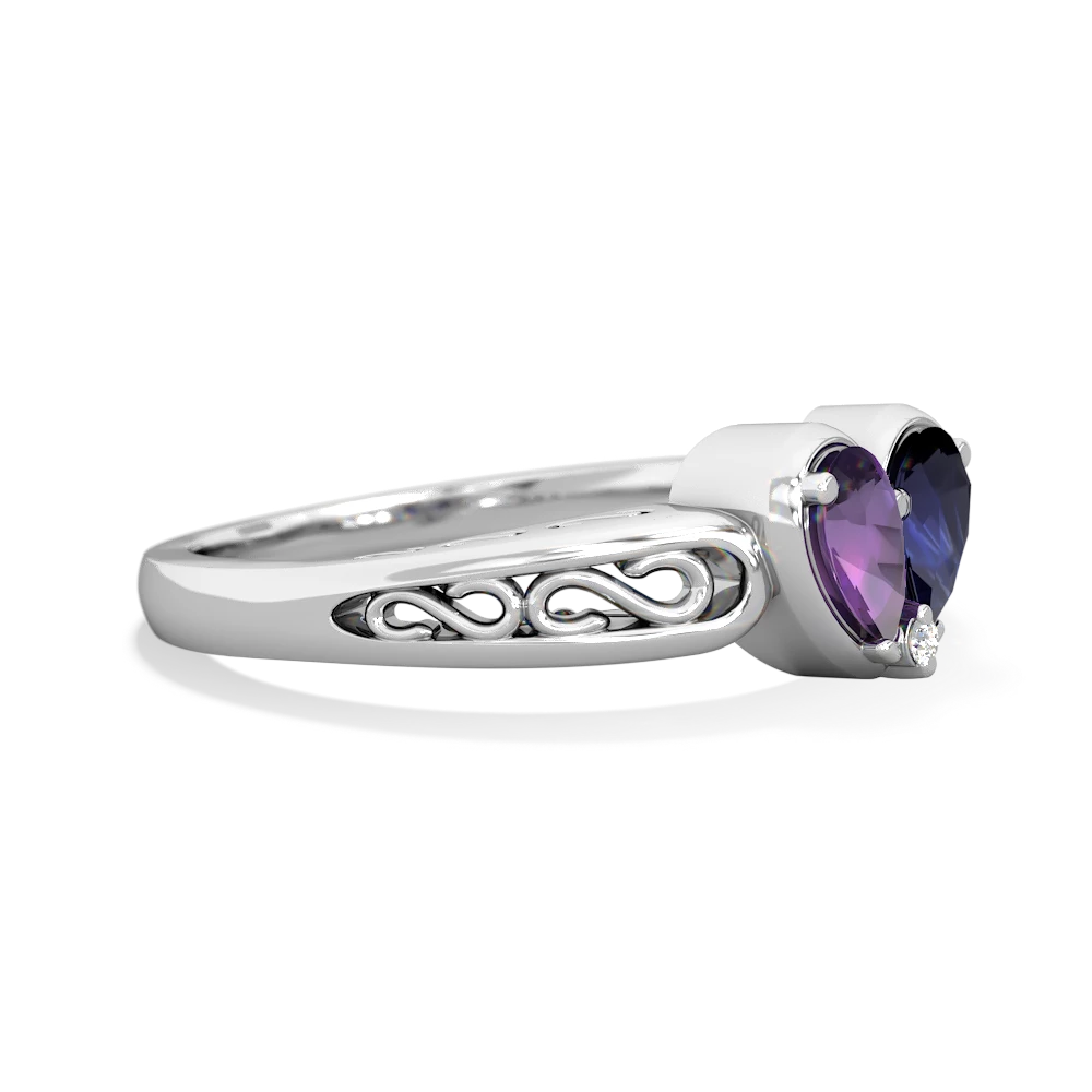 Amethyst Filligree 'One Heart' 14K White Gold ring R5070