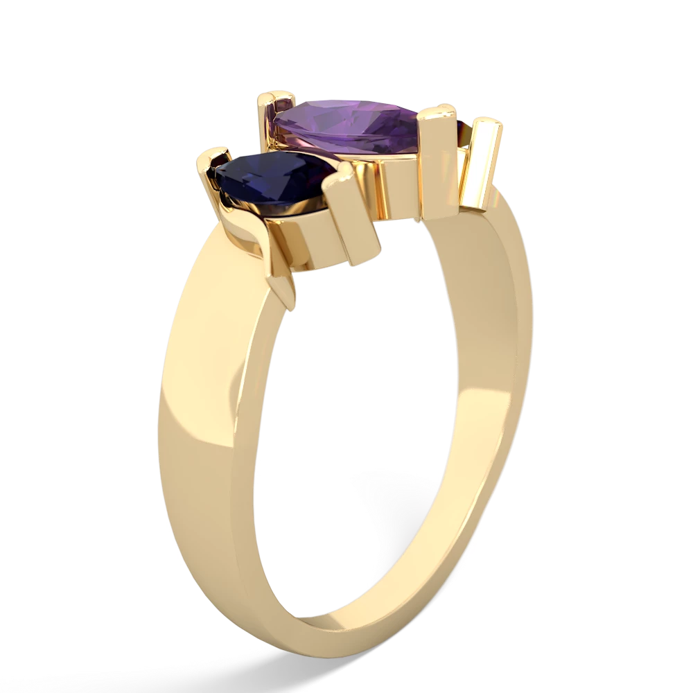 Amethyst Three Peeks 14K Yellow Gold ring R2433