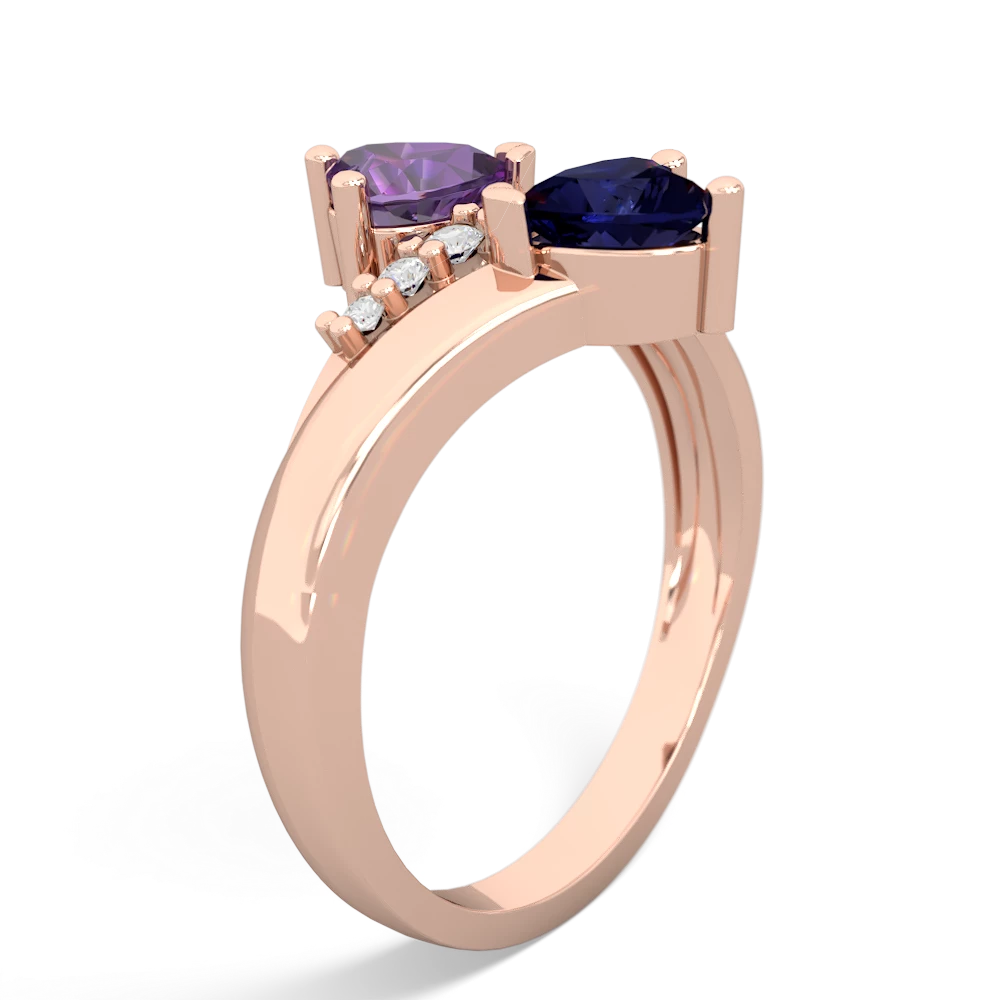 Amethyst Heart To Heart 14K Rose Gold ring R2064