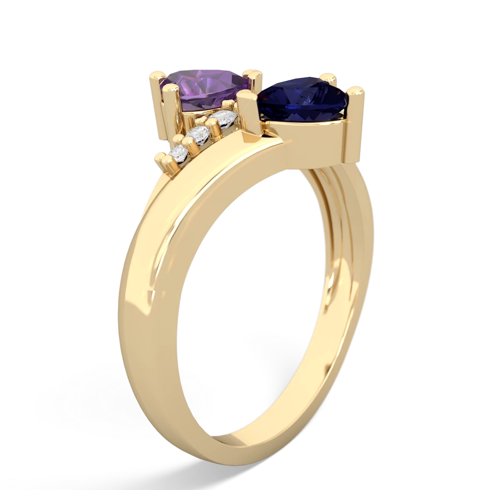 Amethyst Heart To Heart 14K Yellow Gold ring R2064