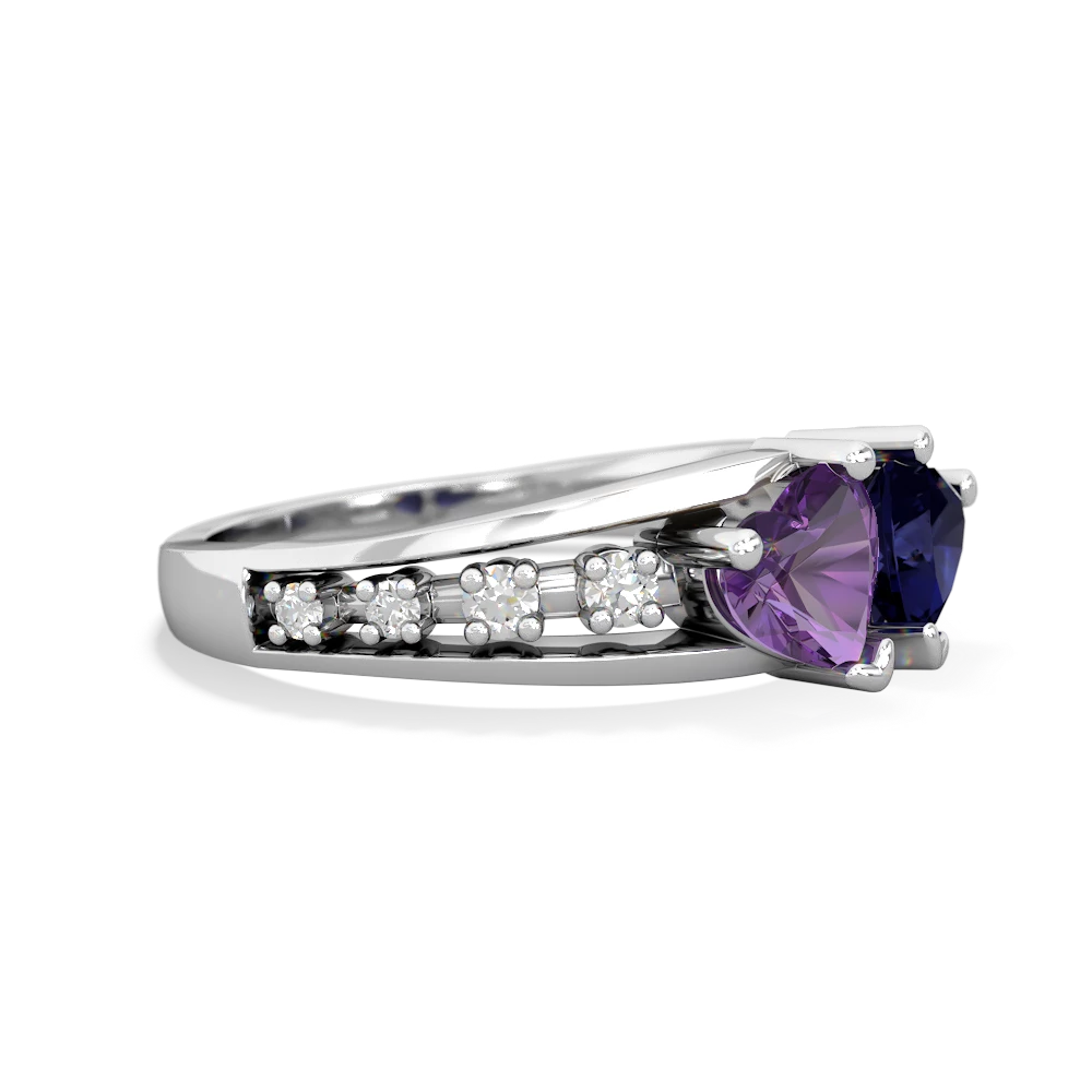 Amethyst Heart To Heart 14K White Gold ring R3342