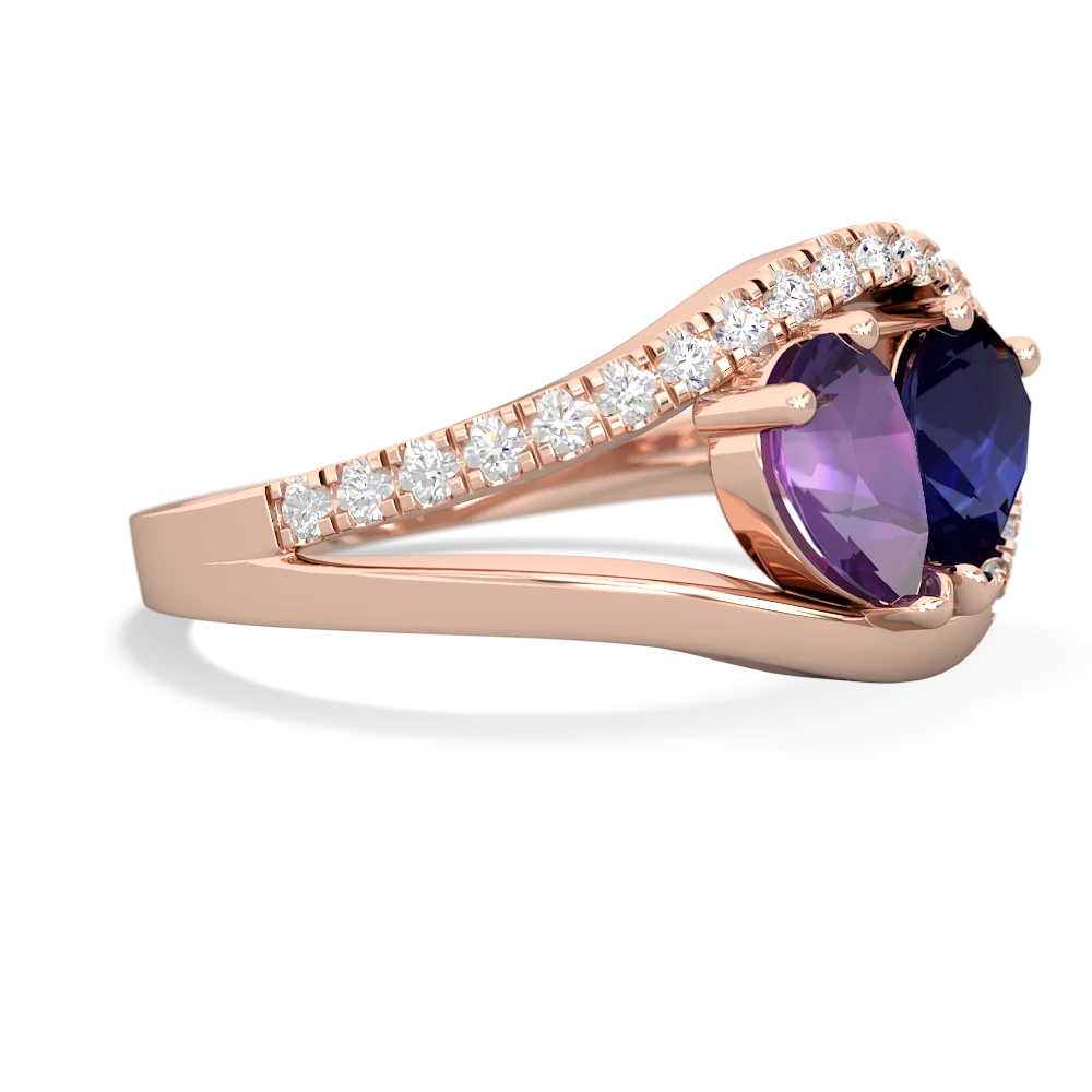 Amethyst Nestled Heart Keepsake 14K Rose Gold ring R5650