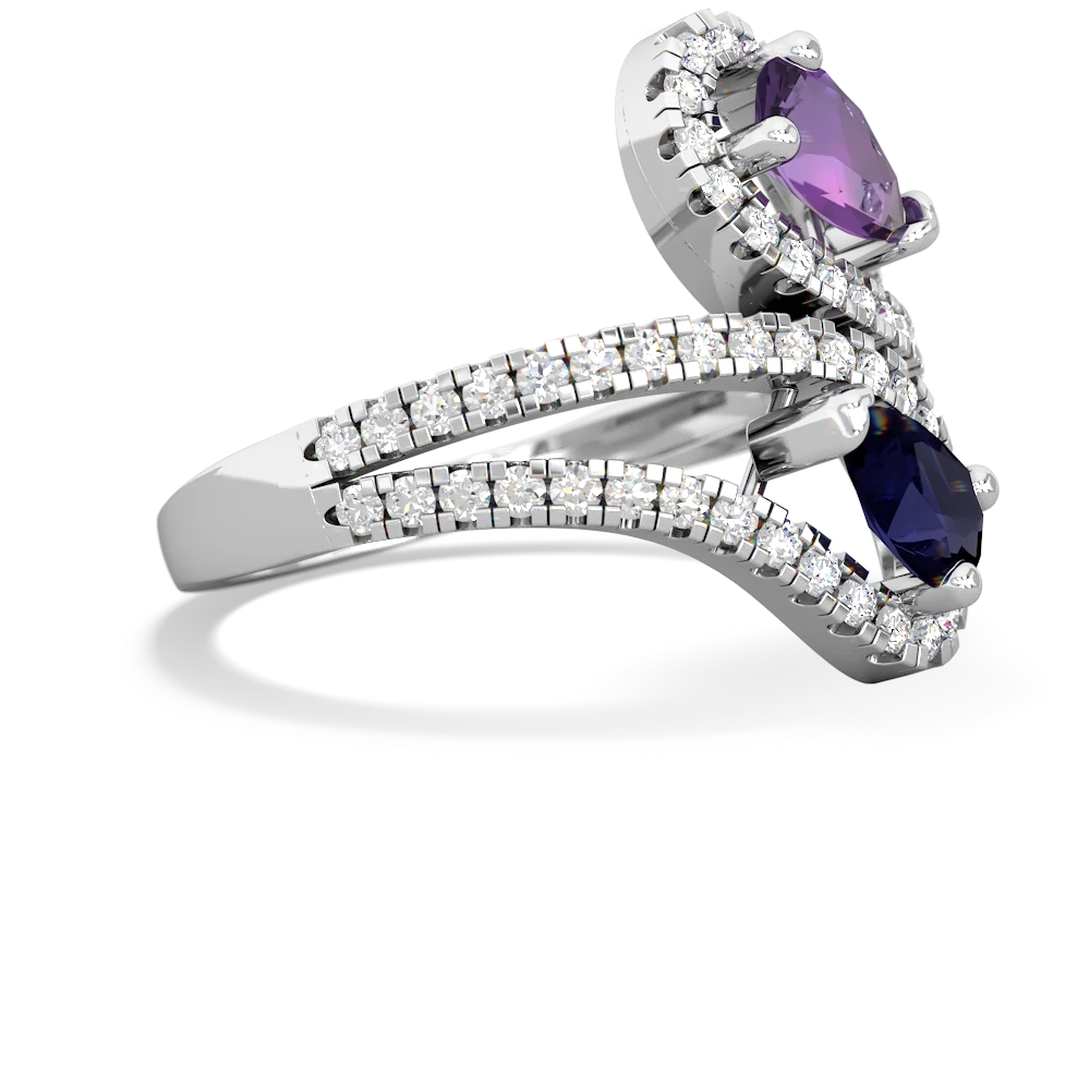 Amethyst Diamond Dazzler 14K White Gold ring R3000