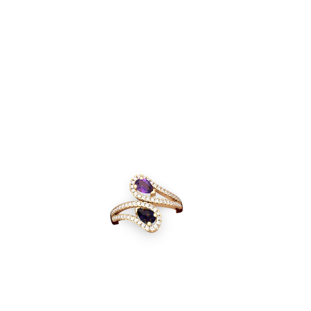 Amethyst Diamond Dazzler 14K Yellow Gold ring R3000