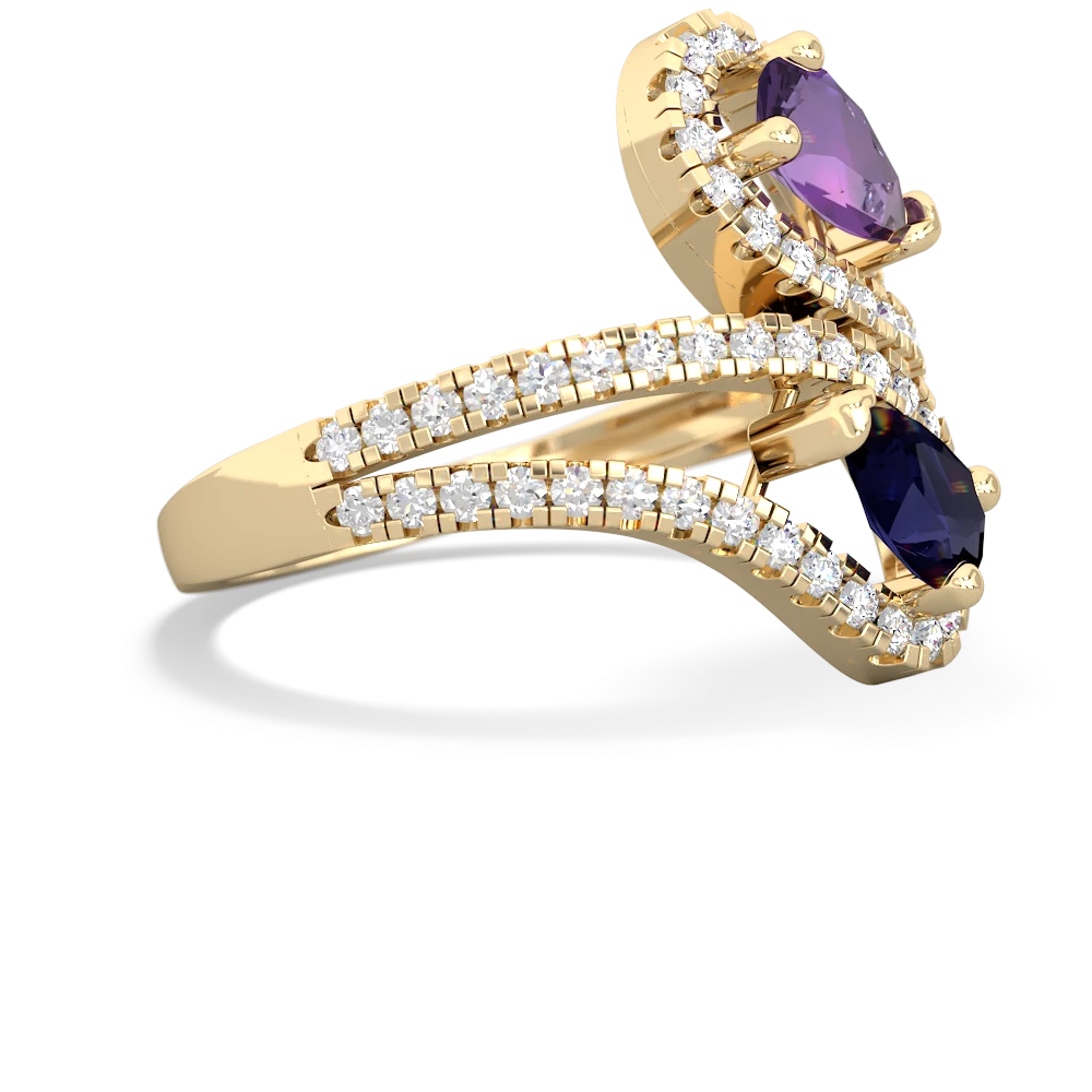 Amethyst Diamond Dazzler 14K Yellow Gold ring R3000