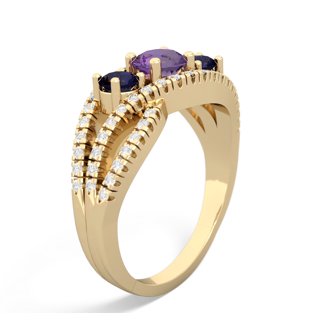 Amethyst Three Stone Aurora 14K Yellow Gold ring R3080