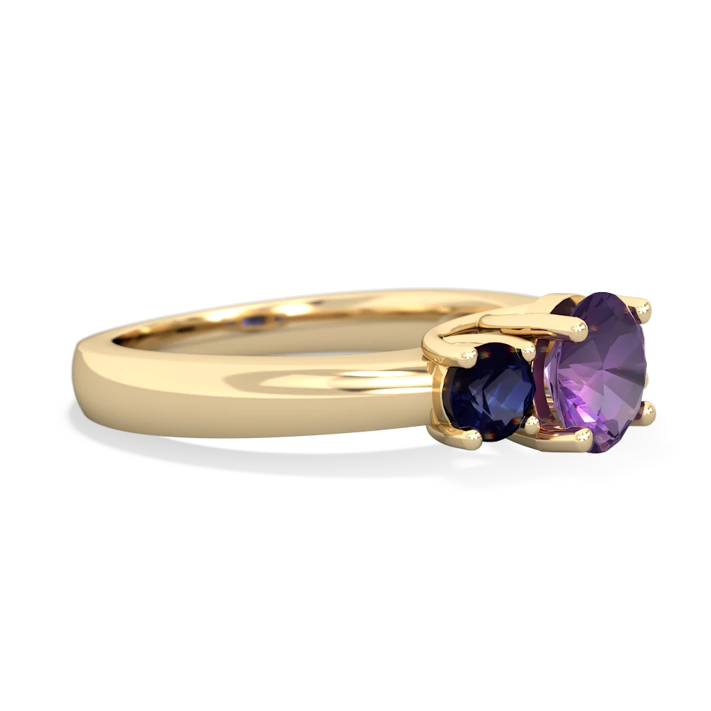 Amethyst Three Stone Round Trellis 14K Yellow Gold ring R4018