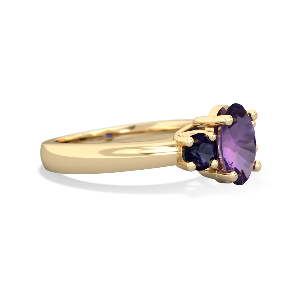 Amethyst Three Stone Oval Trellis 14K Yellow Gold ring R4024