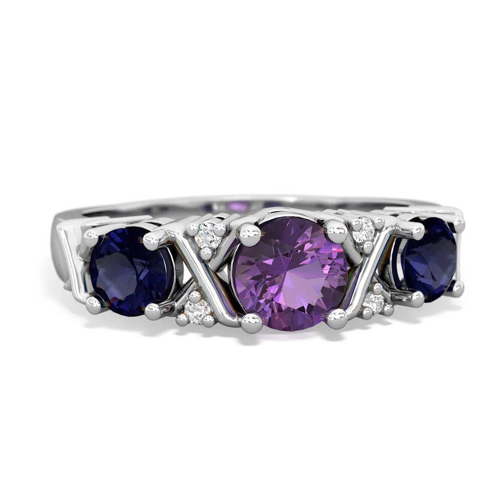 Amethyst Hugs And Kisses 14K White Gold ring R5016