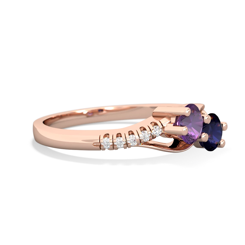 Amethyst Infinity Pave Two Stone 14K Rose Gold ring R5285