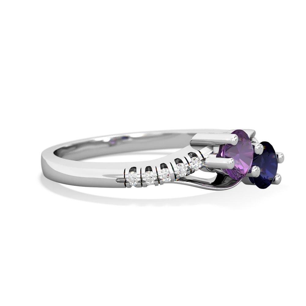 Amethyst Infinity Pave Two Stone 14K White Gold ring R5285