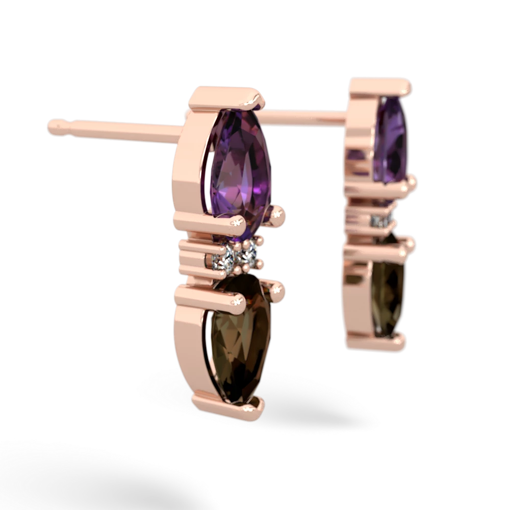 Amethyst Bowtie Drop 14K Rose Gold earrings E0865