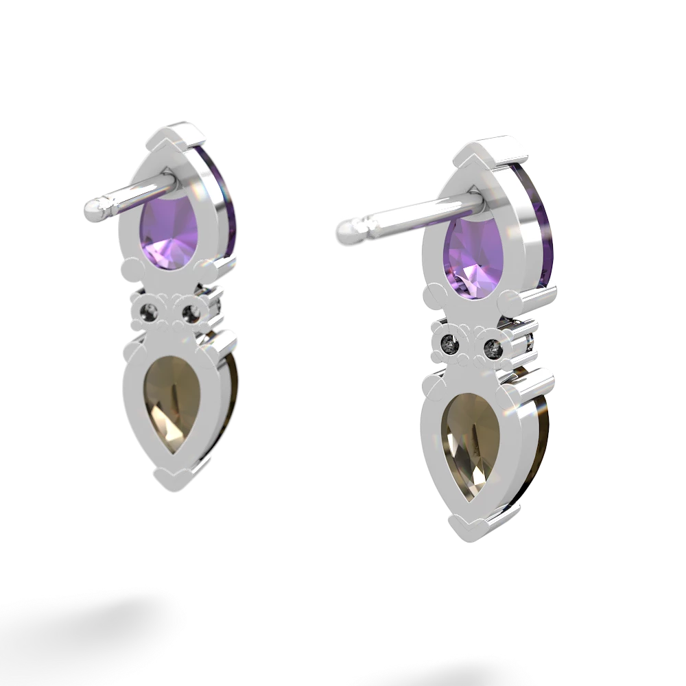 Amethyst Bowtie Drop 14K White Gold earrings E0865