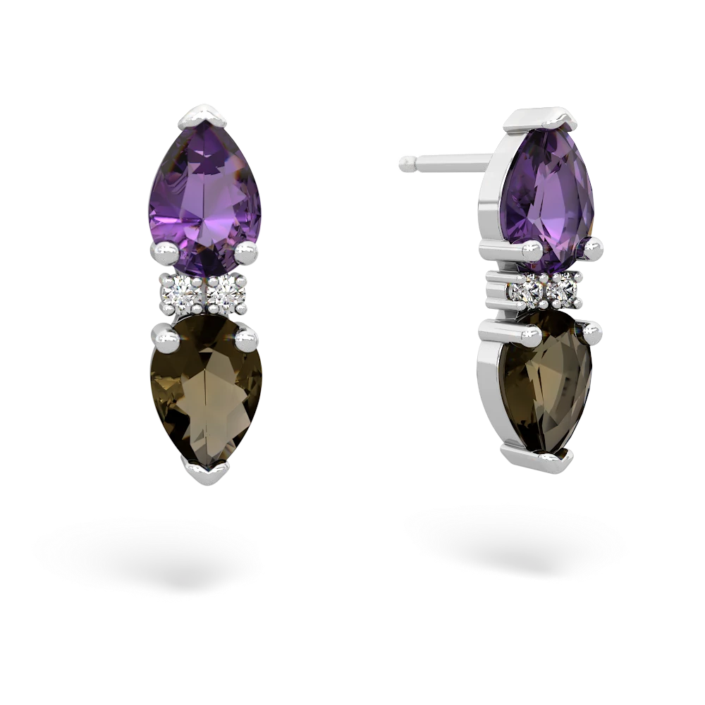 Amethyst Bowtie Drop 14K White Gold earrings E0865