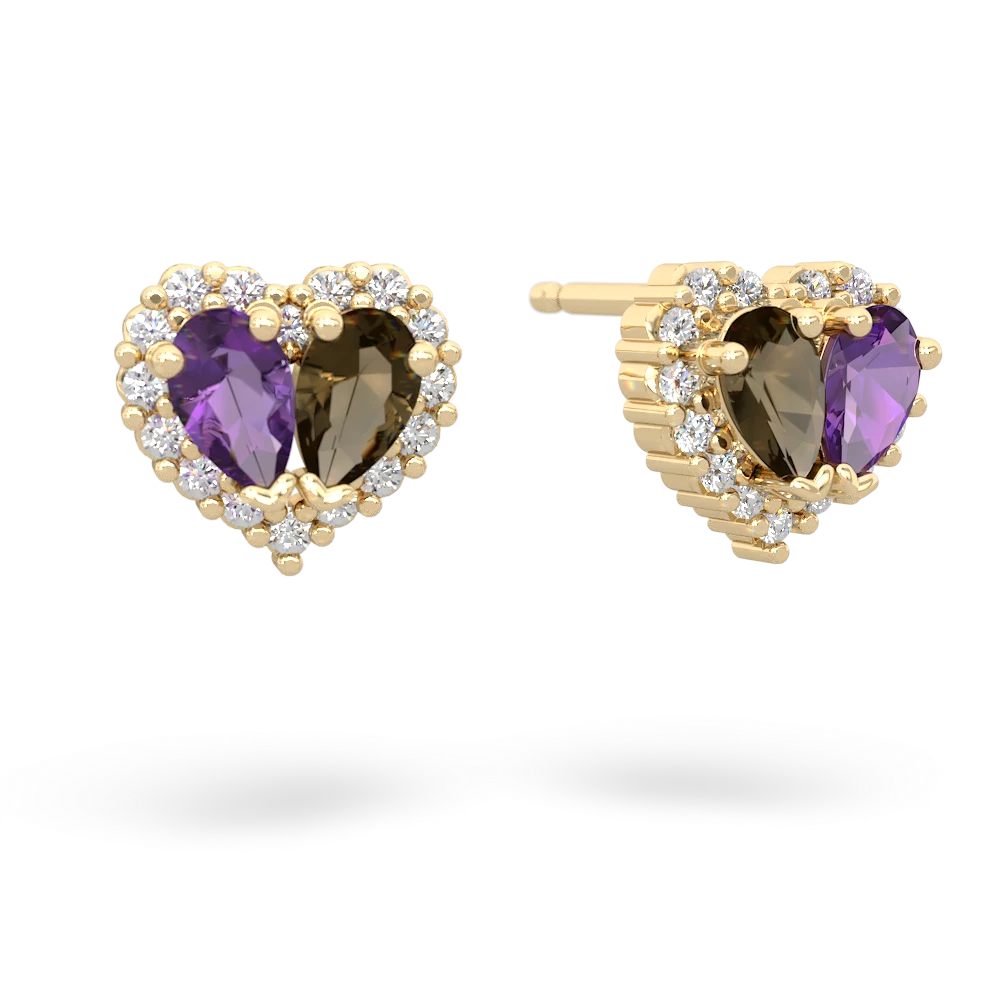 Amethyst Halo 14K Yellow Gold earrings E7008