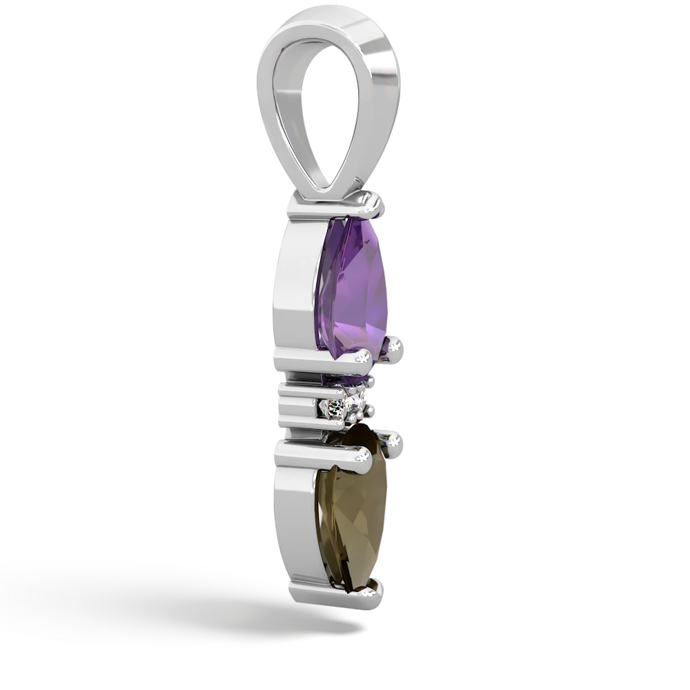 Amethyst Bowtie Drop 14K White Gold pendant P0865